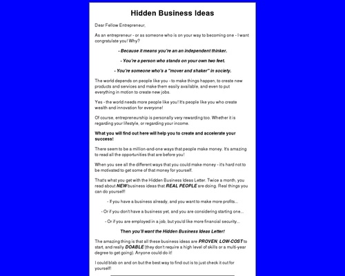 Hidden Business Ideas Letter