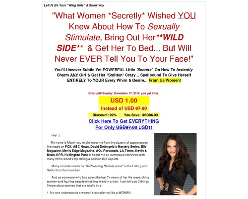 70% Commision Payout: Wing Girl Secrets Of Seducing Women