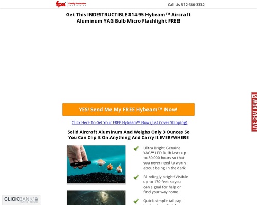 Hybeam Micro Military Flashlight FREE – Accepts International Traffic