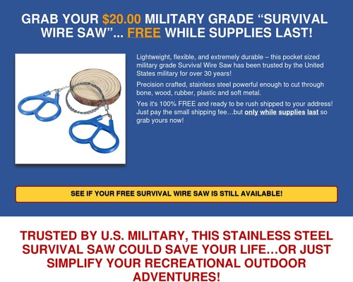 Free Survival Saw: HIGH CONVERSIONS For Survival & Outdoors Traffic