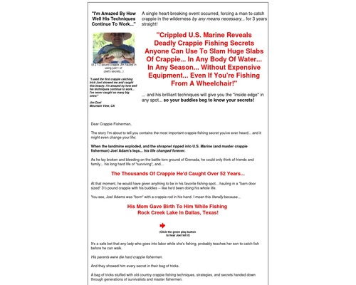 The Instant Crappie Catching Tricks E-Kit 75% Commissions