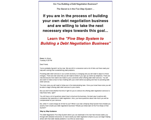 5 Step System to Building a Debt Negotiation Business
