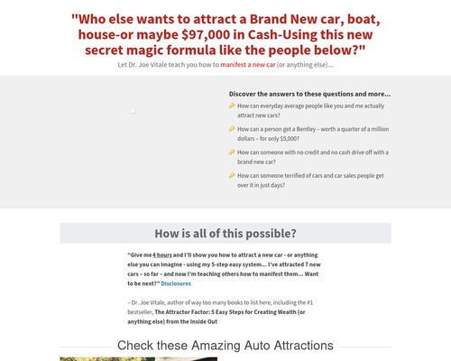 Attract a New Car! by Joe Vitale